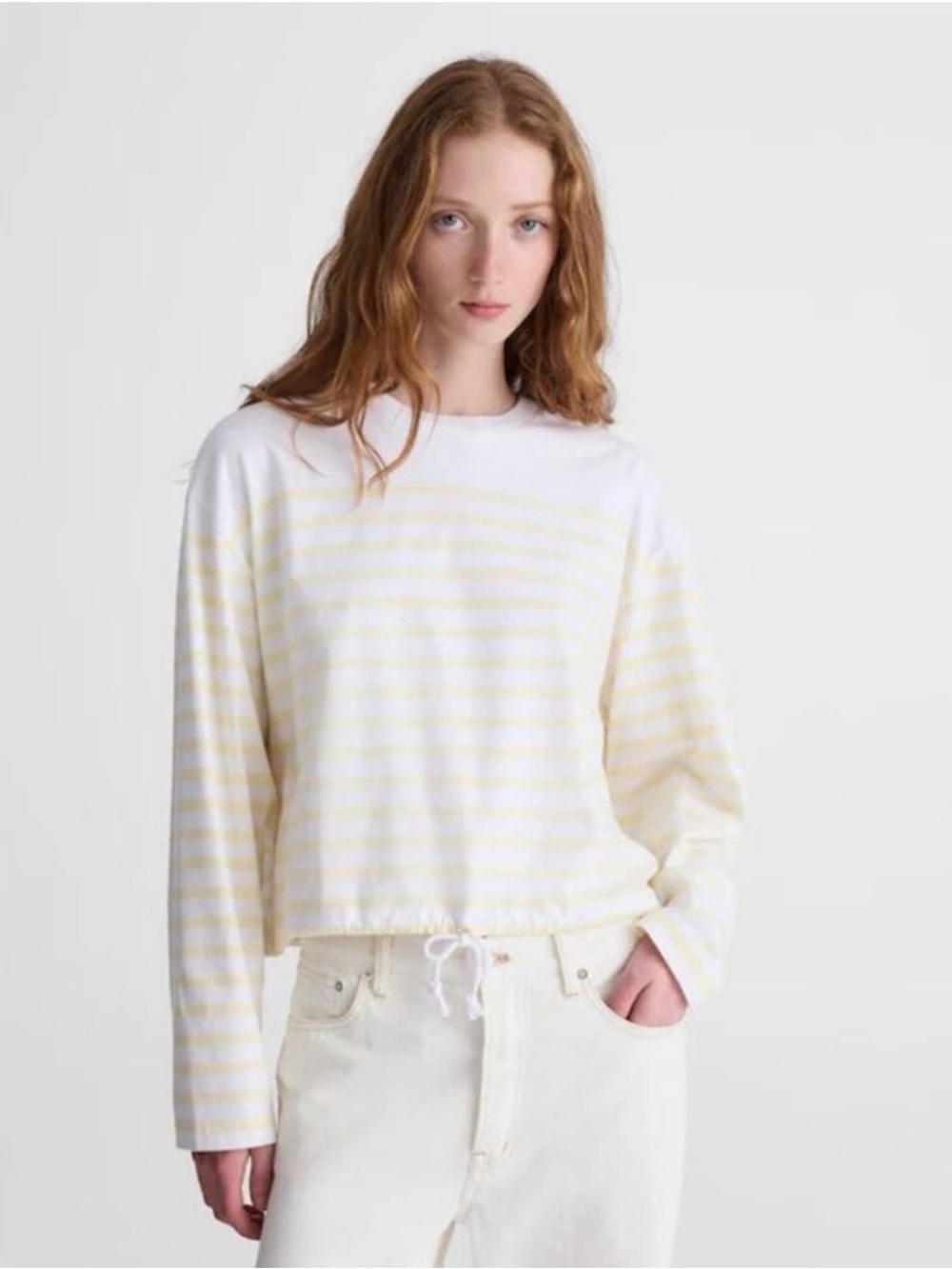Madewell The Perfect Tie-Waist Tee in Allday Jersey Striped Pineapple